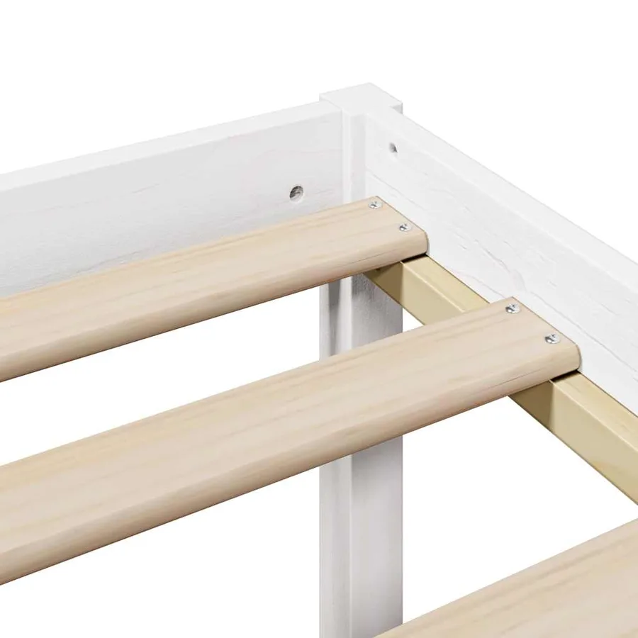 Lit bibliothèque sans matelas blanc 160x200 cm bois pin massif - 10