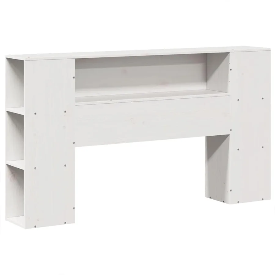 Lit bibliothèque sans matelas blanc 160x200 cm bois pin massif - 6