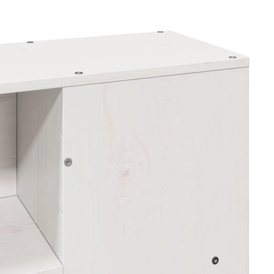 Lit bibliothèque sans matelas blanc 160x200 cm bois pin massif - 9