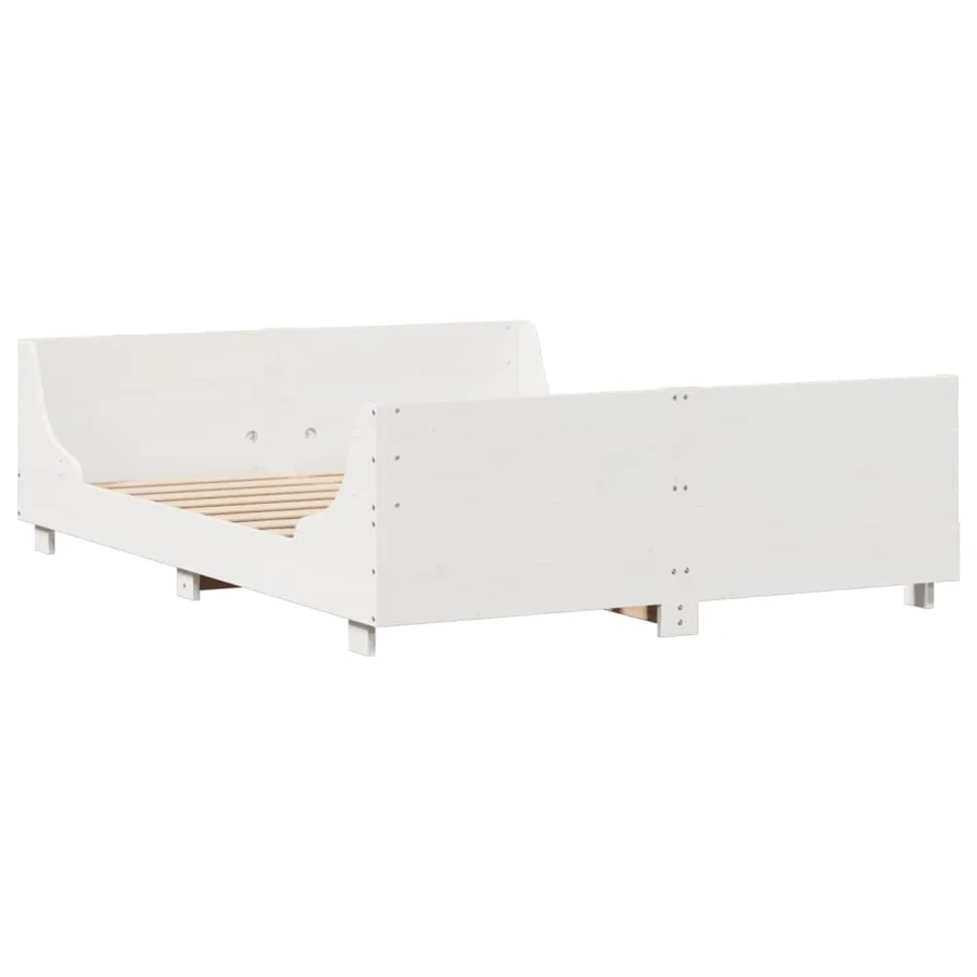 Cadre de lit sans matelas blanc 160x200 cm bois de pin massif - 5