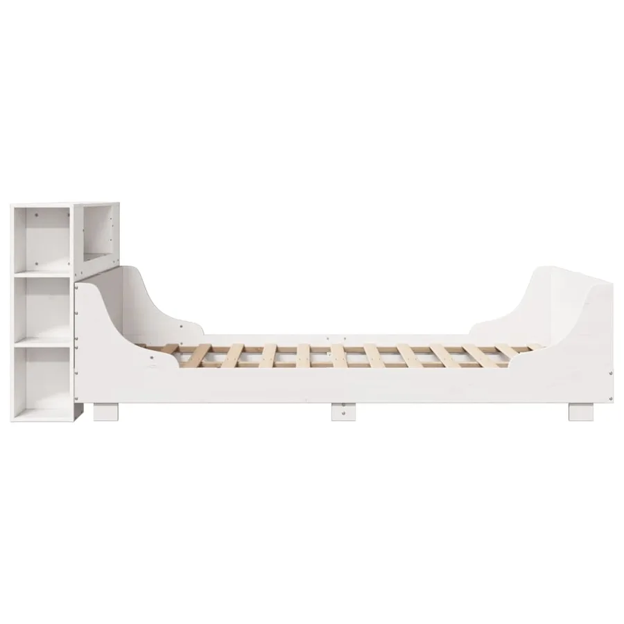 Cadre de lit sans matelas blanc 160x200 cm bois de pin massif - 7