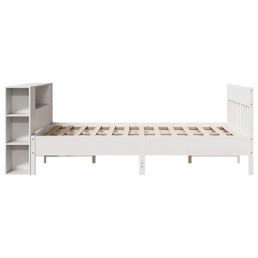 Lit bibliothèque sans matelas blanc 160x200 cm bois pin massif - 5