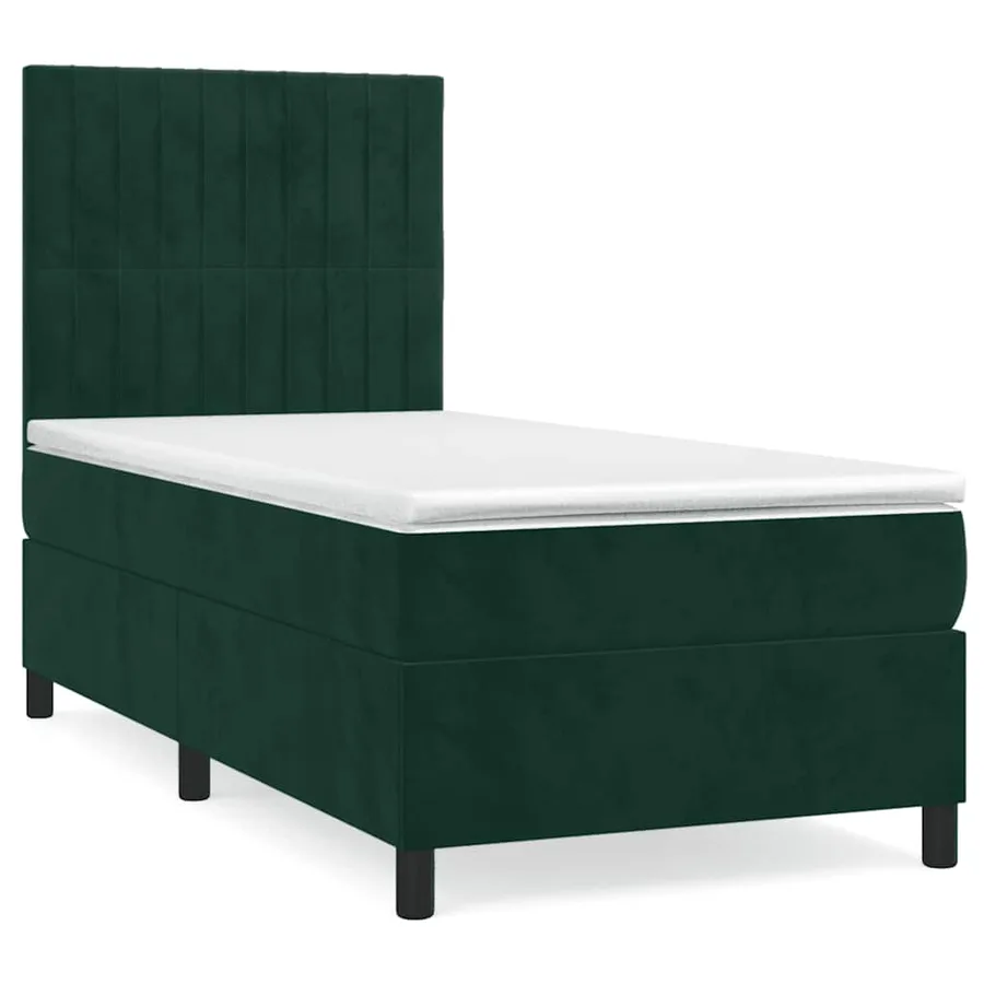 Sommier à lattes de lit et matelas Vert foncé 80x200 cm Velours - 2