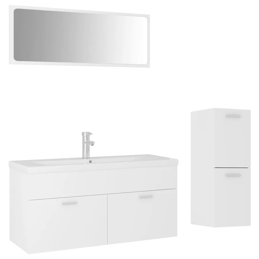 Ensemble de meubles de salle de bain Blanc Aggloméré - 2