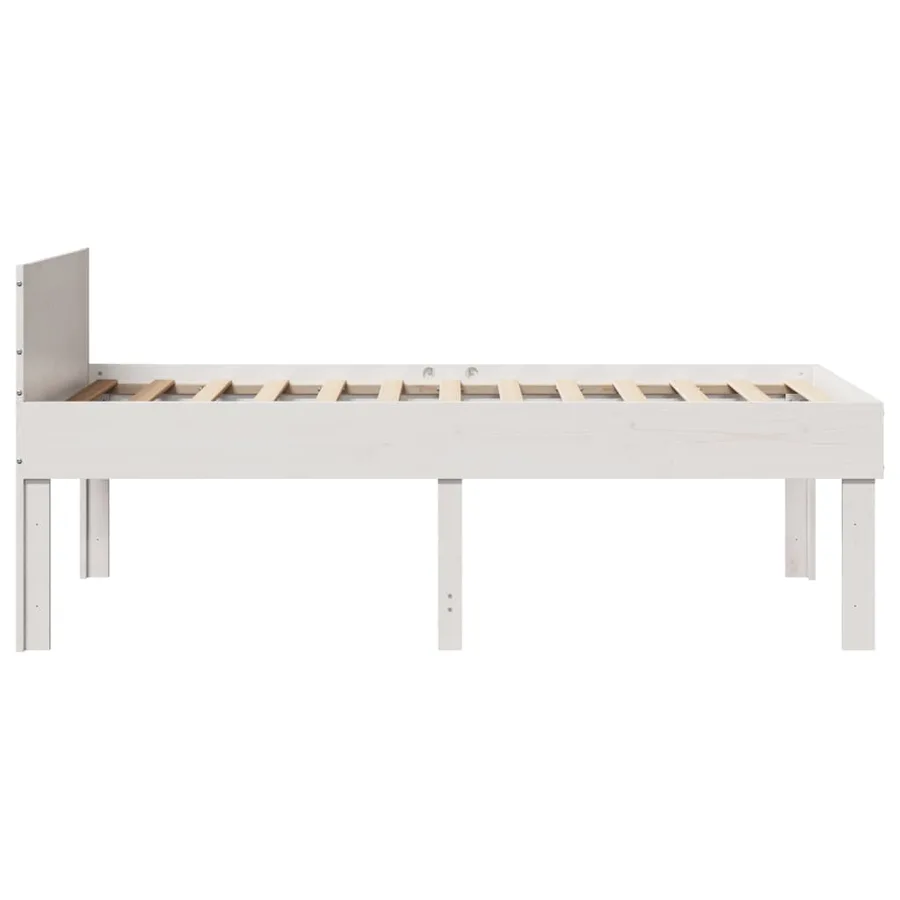 Cadre de lit sans matelas blanc 90x200 cm bois de pin massif - 5