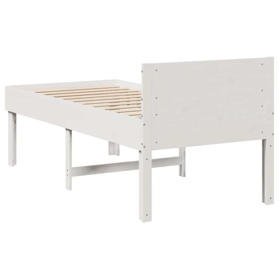 Cadre de lit sans matelas blanc 90x200 cm bois de pin massif - 6