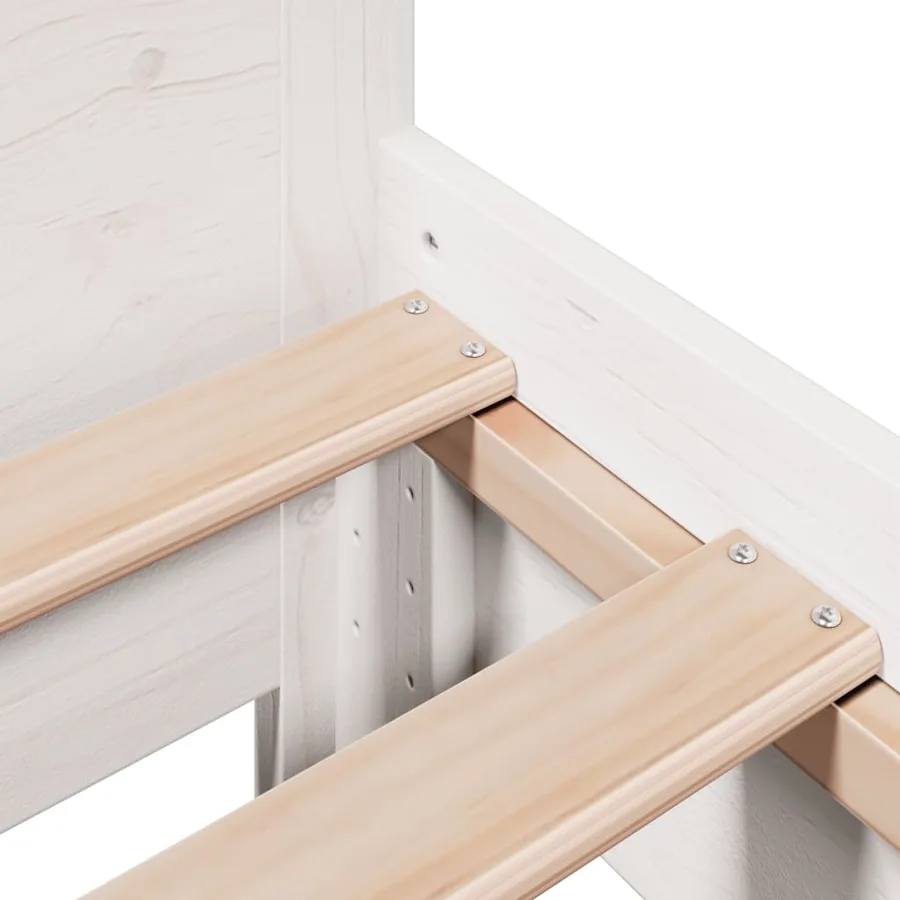 Cadre de lit sans matelas blanc 90x200 cm bois de pin massif - 7