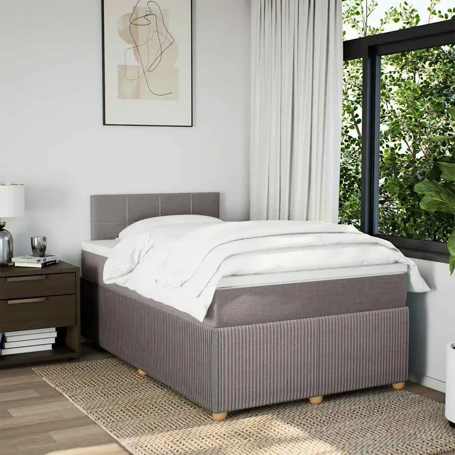 Sommier à lattes de lit avec matelas taupe 120x190 cm tissu - 4