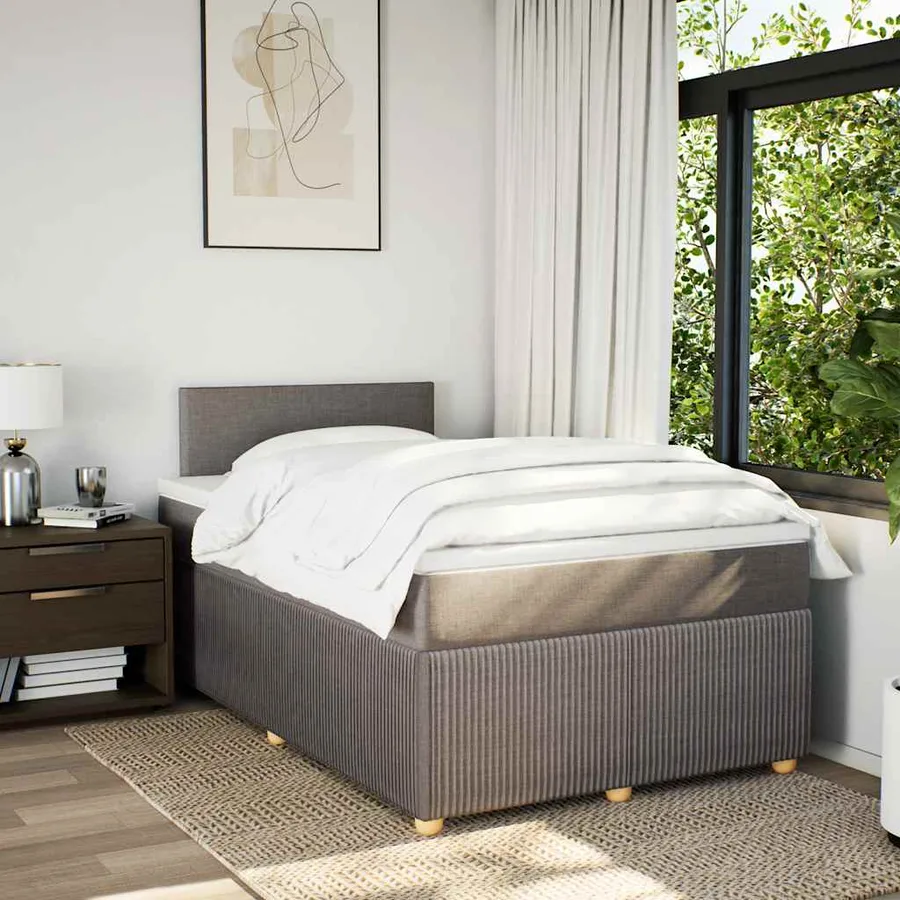 Sommier à lattes de lit avec matelas taupe 120x190 cm tissu - 3