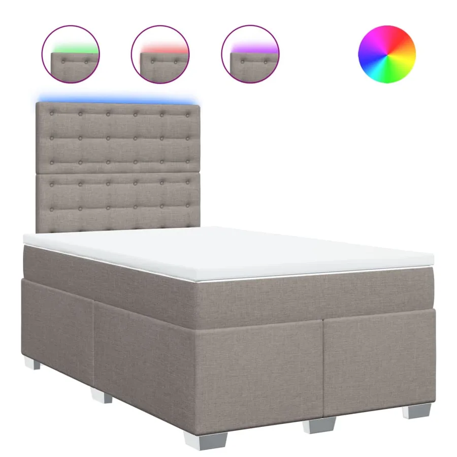 Sommier à lattes de lit avec matelas taupe 120x190 cm tissu - 2