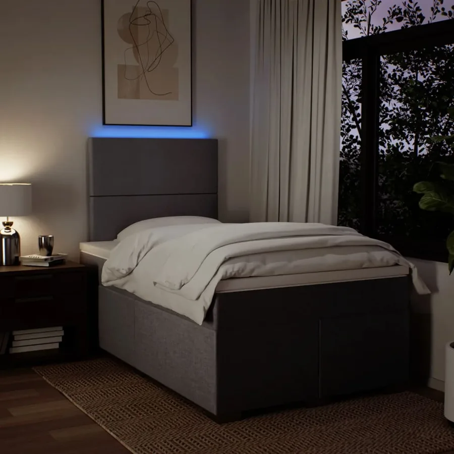 Sommier à lattes de lit avec matelas taupe 120x190 cm tissu - 5