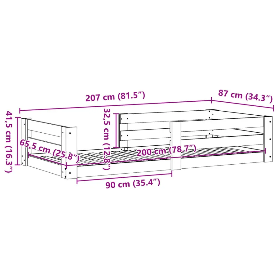 Cadre de lit sans matelas cire marron 80x200 cm bois pin massif - 9