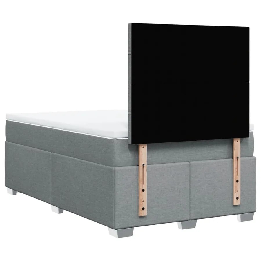 Sommier à lattes de lit et matelas gris clair 120x190 cm tissu - 10