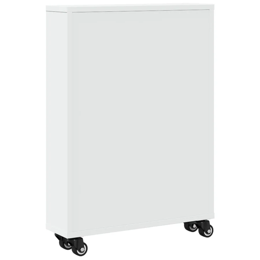 Chariot de rangement étroit blanc 48x13x68 cm bois d'ingénierie - 6