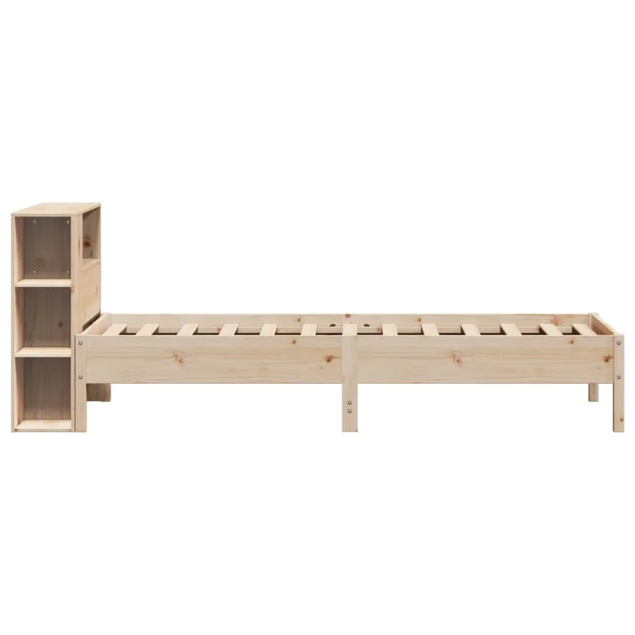 Lit bibliothèque sans matelas 75x190 cm bois de pin massif - 5