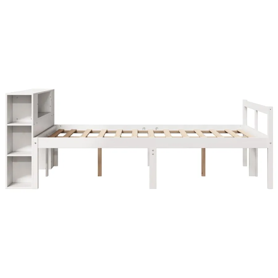 Lit bibliothèque sans matelas blanc 150x200 cm bois pin massif - 5