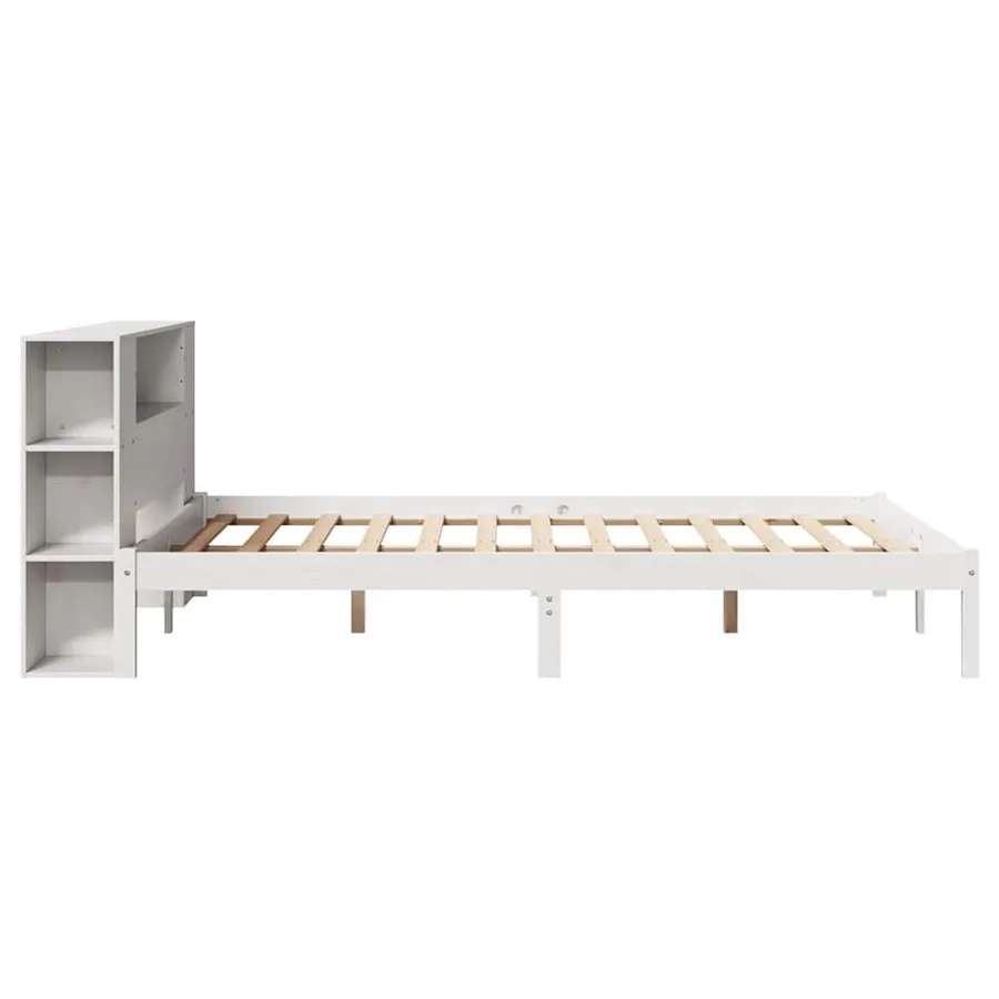 Lit bibliothèque sans matelas blanc 120x200 cm bois pin massif - 7