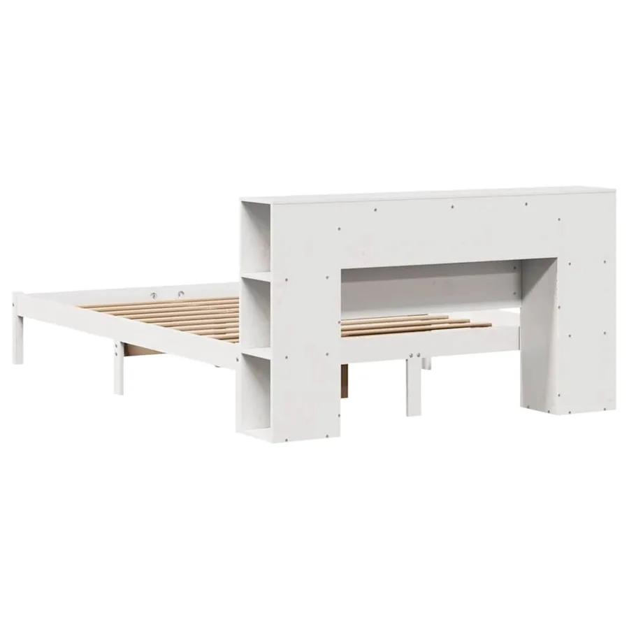 Lit bibliothèque sans matelas blanc 120x200 cm bois pin massif - 8