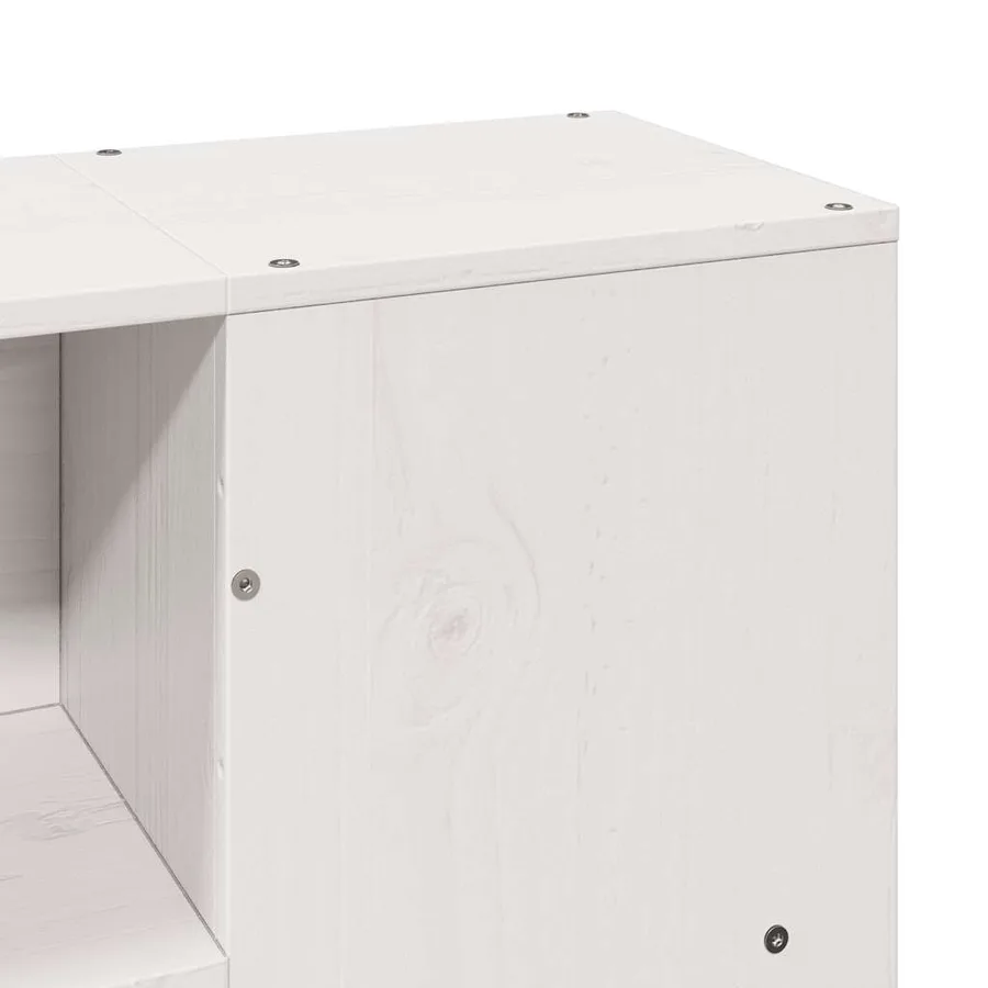 Lit bibliothèque sans matelas blanc 120x200 cm bois pin massif - 9