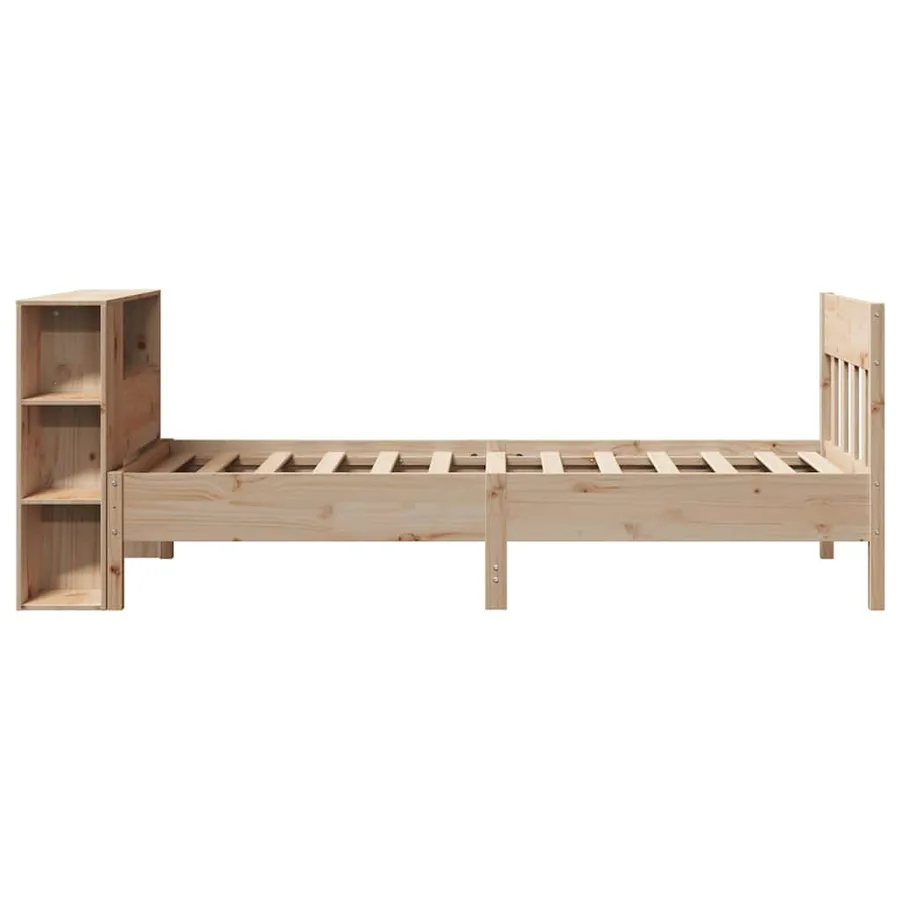 Lit bibliothèque sans matelas 75x190 cm bois de pin massif - 5