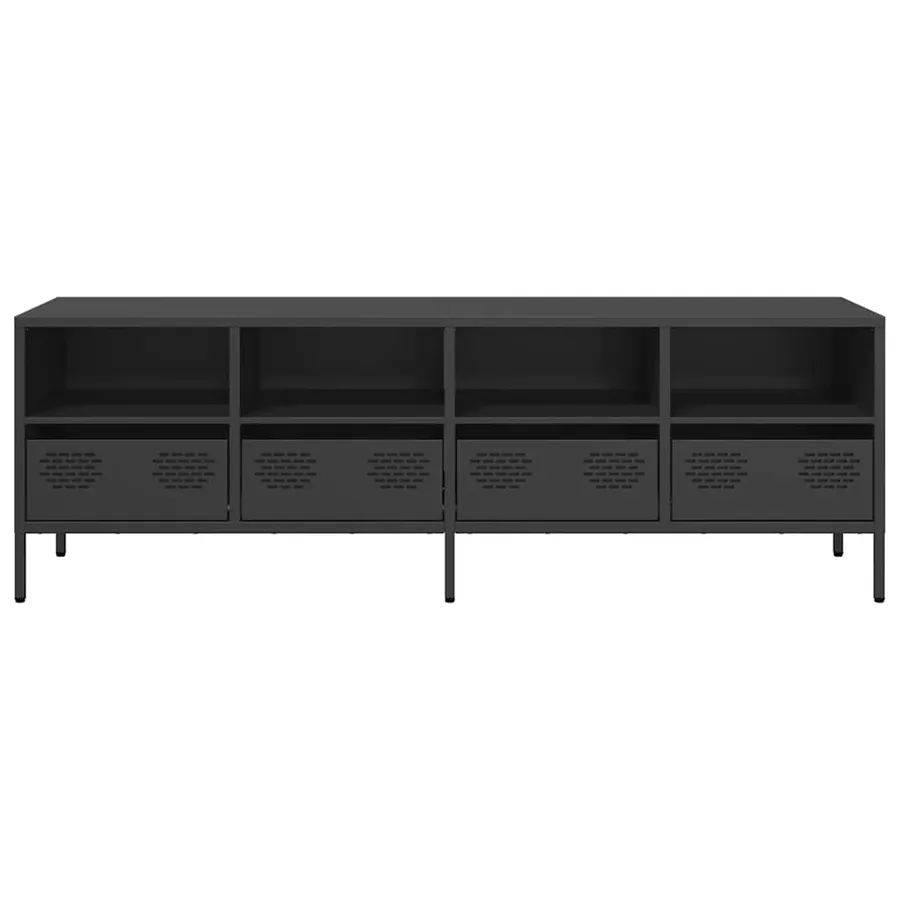 Meuble TV noir 135x39x43,5 cm acier laminé à froid - 4
