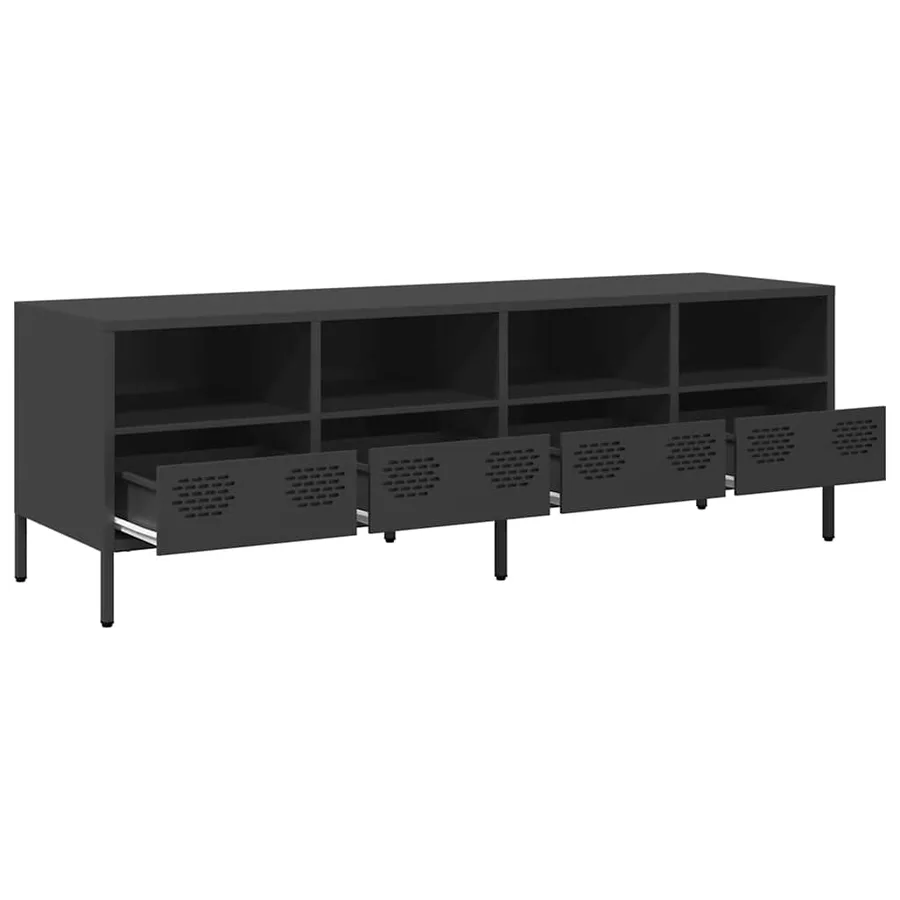 Meuble TV noir 135x39x43,5 cm acier laminé à froid - 5