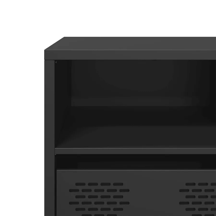 Meuble TV noir 135x39x43,5 cm acier laminé à froid - 9
