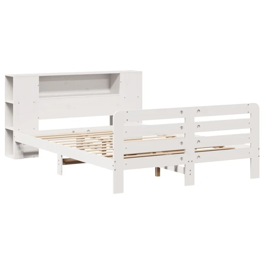 Cadre de lit sans matelas blanc 140x200 cm bois de pin massif - 3