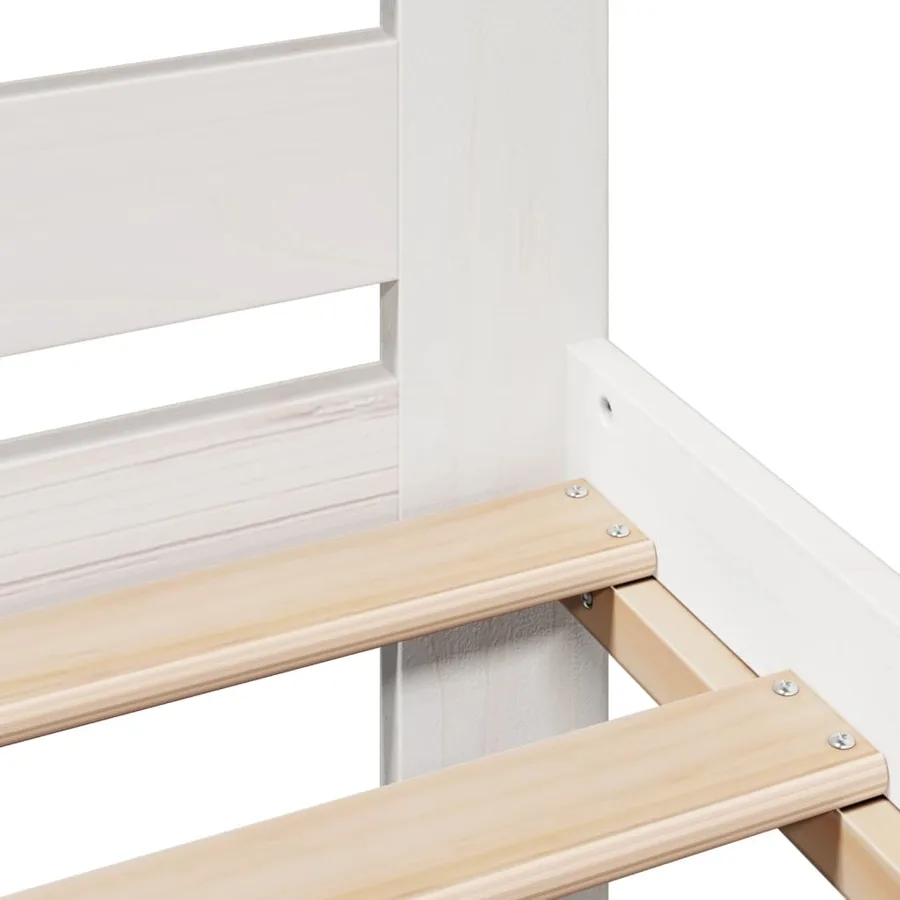 Cadre de lit sans matelas blanc 140x200 cm bois de pin massif - 9