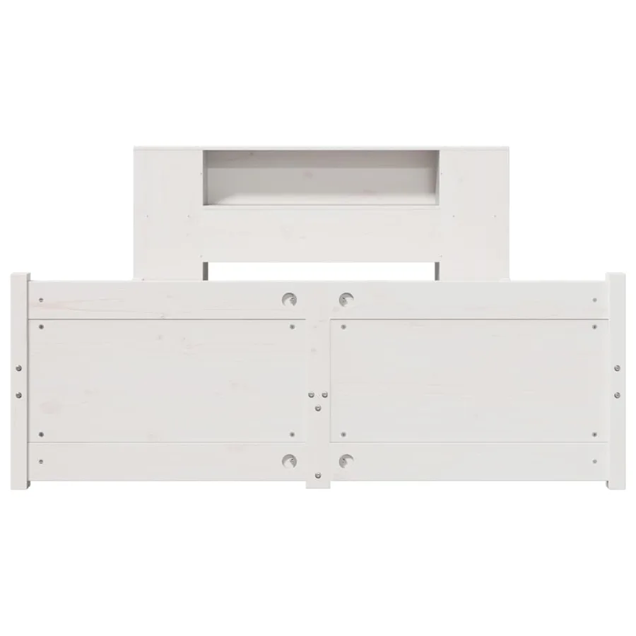 Lit bibliothèque sans matelas blanc 140x190 cm bois pin massif - 4