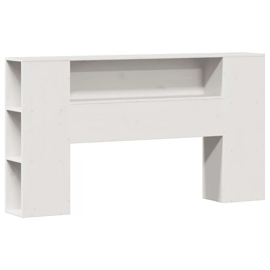 Lit bibliothèque sans matelas blanc 140x190 cm bois pin massif - 7