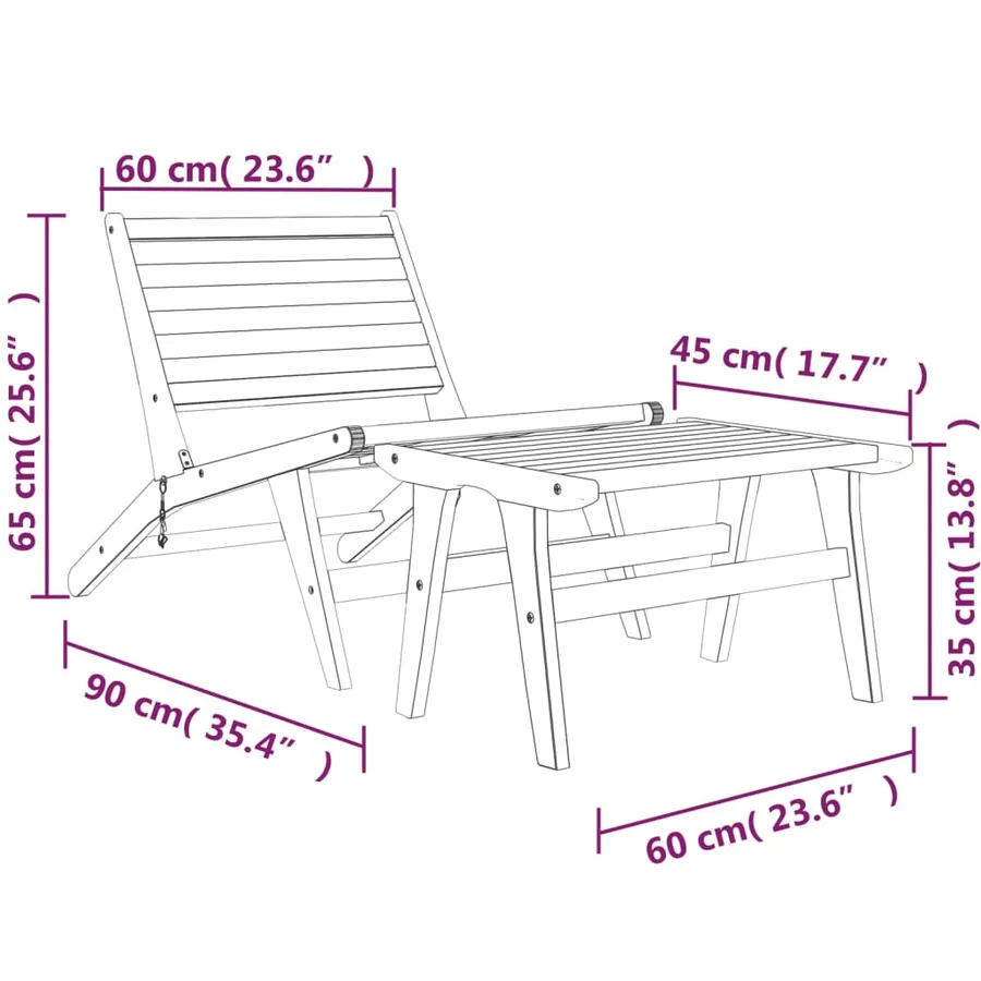 Chaise de jardin avec repose-pieds Bois de teck solide - 16