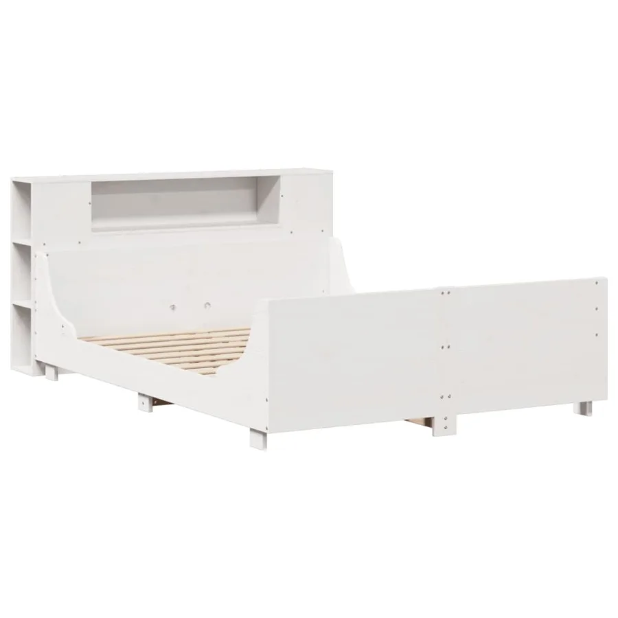 Cadre de lit sans matelas blanc 140x190 cm bois de pin massif - 3
