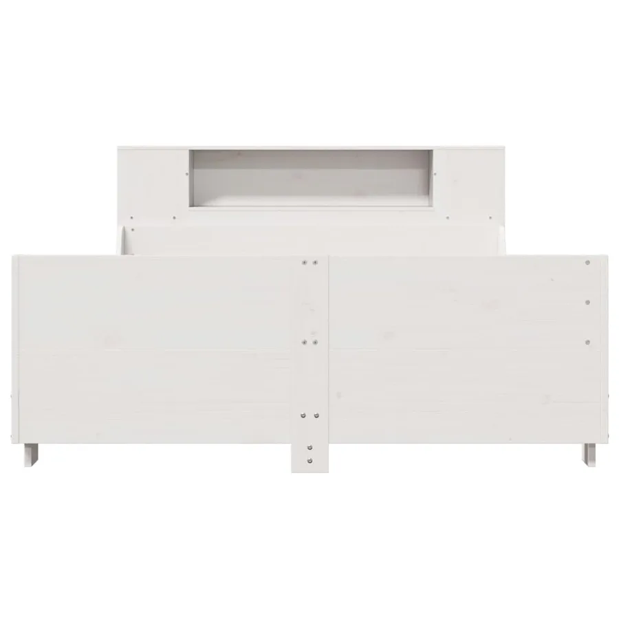 Cadre de lit sans matelas blanc 140x190 cm bois de pin massif - 4