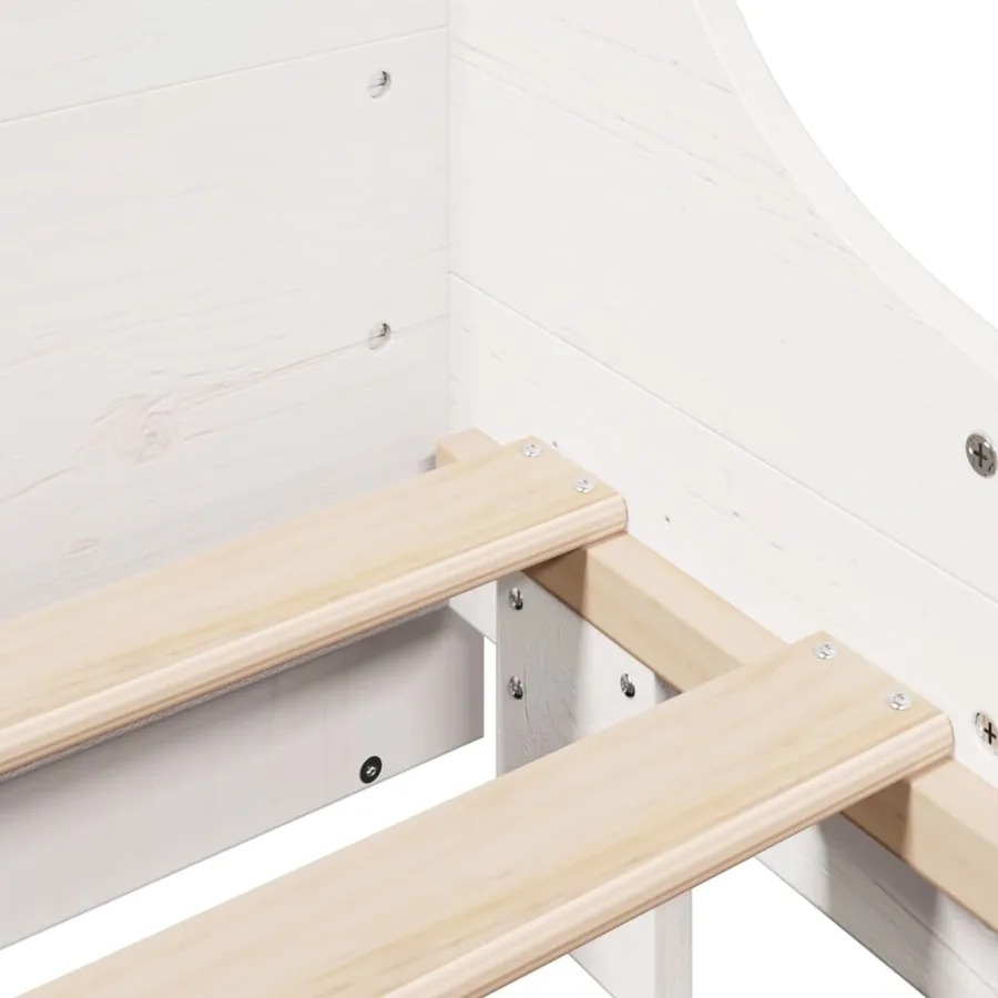 Cadre de lit sans matelas blanc 140x190 cm bois de pin massif - 9