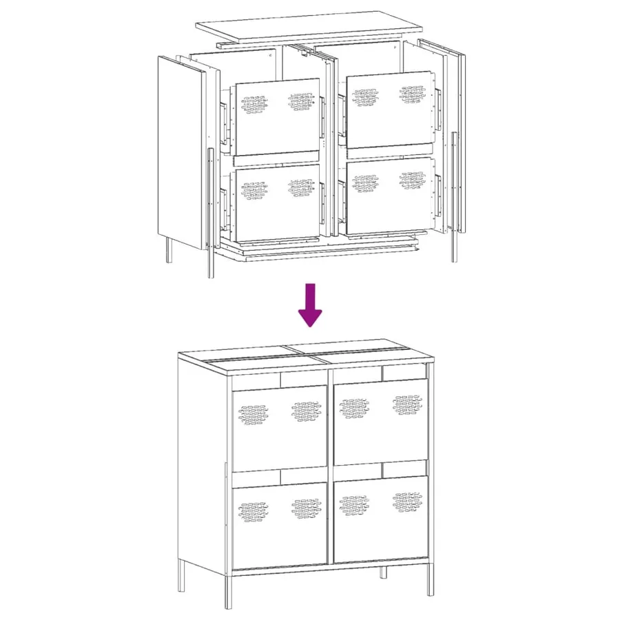 Buffet anthracite 68x39x73,5 cm acier laminé à froid - 11