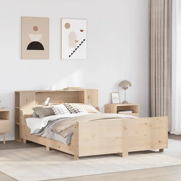 Cadre de lit sans matelas 135x190 cm bois de pin massif