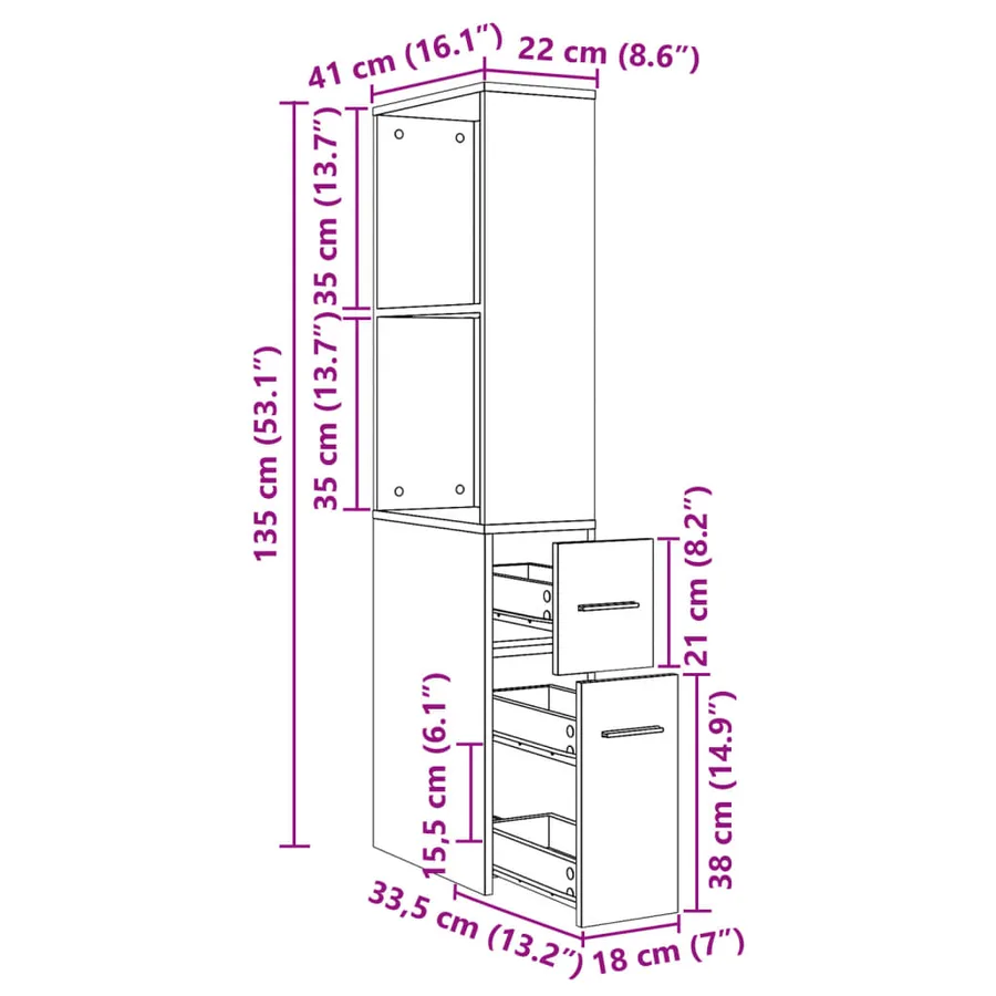Armoire de salle de bain étroite avec roulettes noir - 12