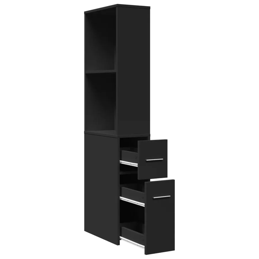 Armoire de salle de bain étroite avec roulettes noir - 7