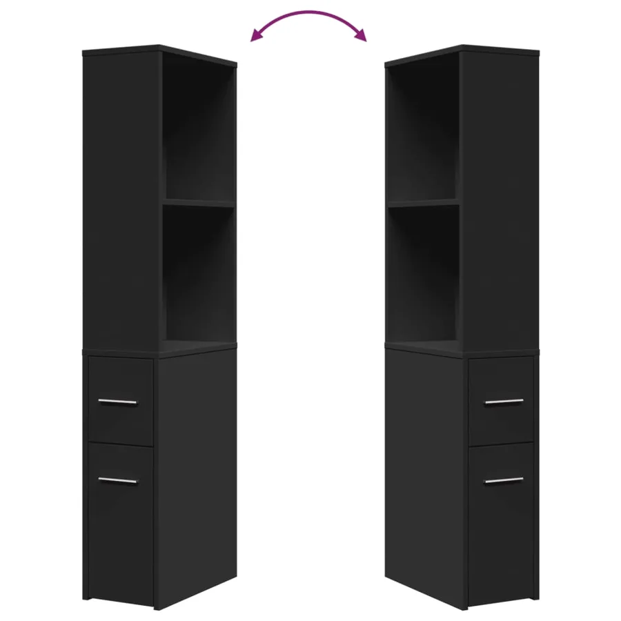Armoire de salle de bain étroite avec roulettes noir - 8