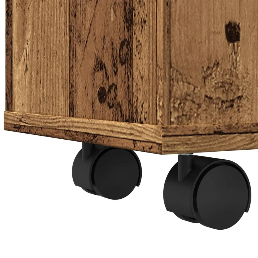 Meuble étroit de salle de bain à roulettes vieux bois - 8