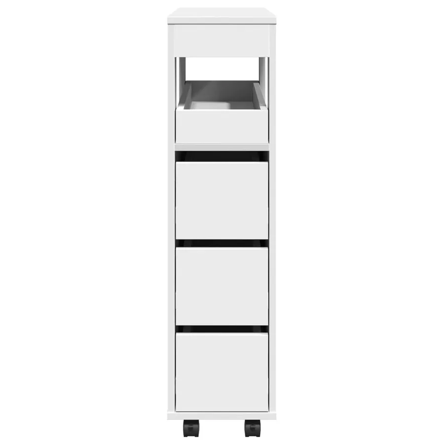 Meuble étroit de salle de bain à roulettes blanc - 5