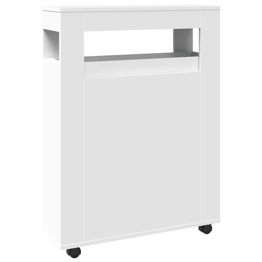 Meuble étroit de salle de bain à roulettes blanc - 6