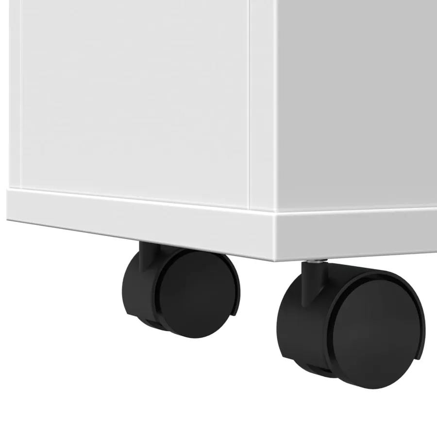 Meuble étroit de salle de bain à roulettes blanc - 8