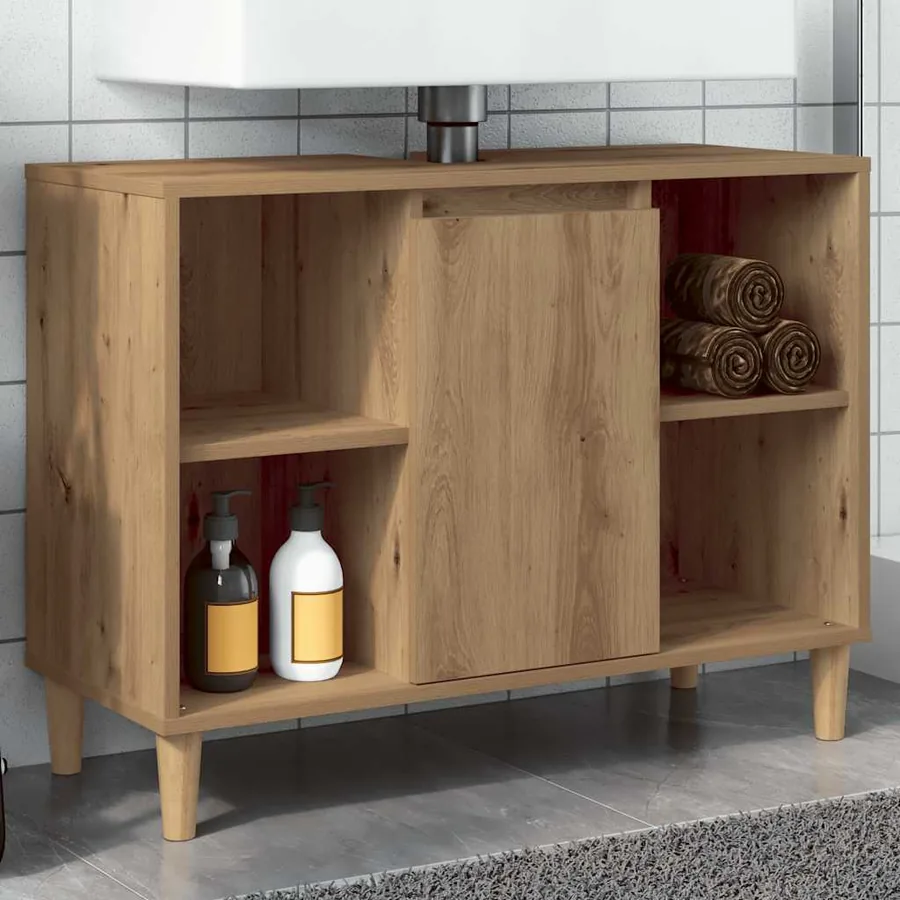 Armoire de salle de bain chêne artisanal bois d'ingénierie
