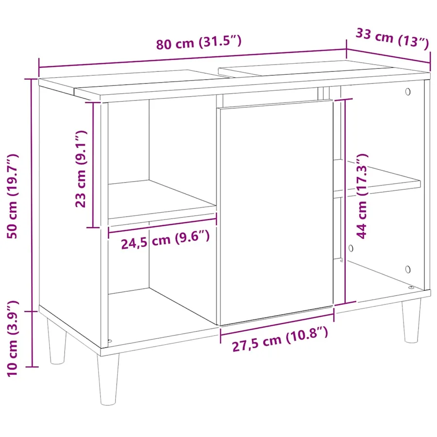 Armoire de salle de bain chêne artisanal bois d'ingénierie - 10