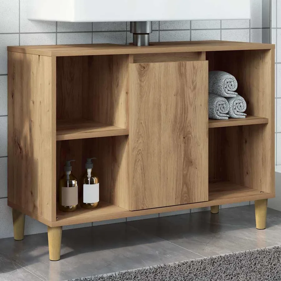 Armoire de salle de bain chêne artisanal bois d'ingénierie - 3