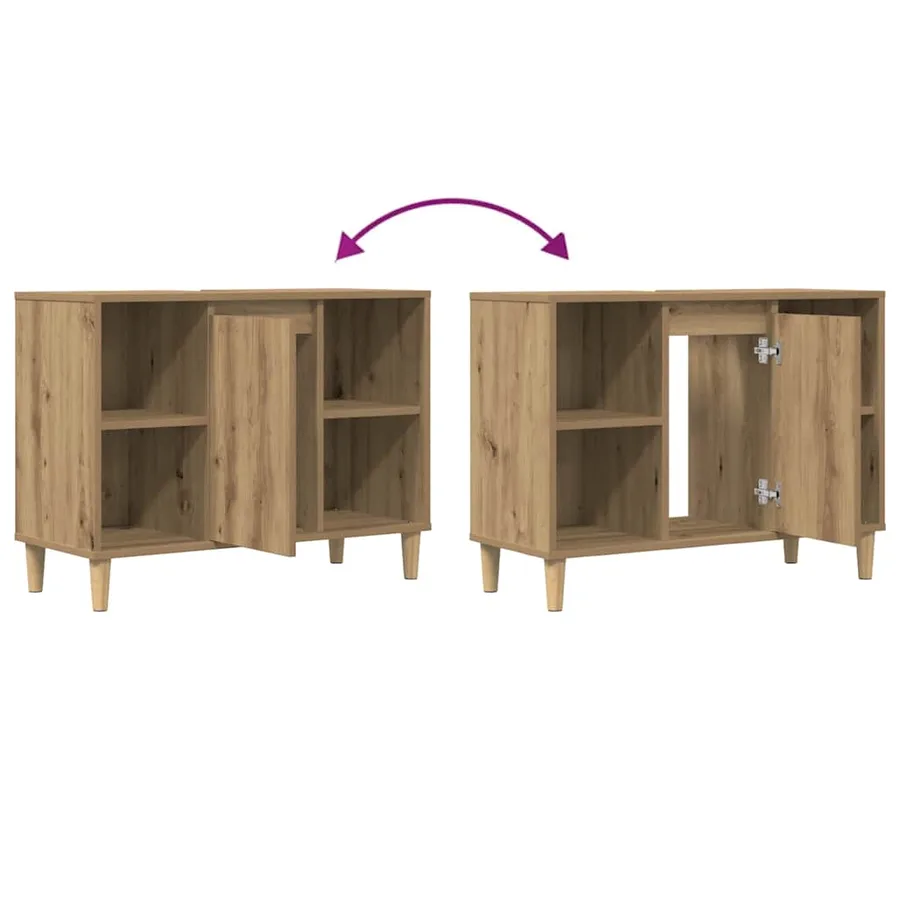 Armoire de salle de bain chêne artisanal bois d'ingénierie - 8