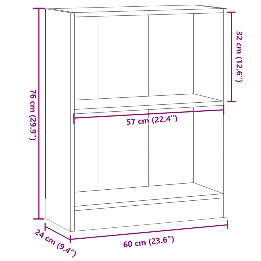 Bibliothèque vieux bois 60x24x76 cm bois d'ingénierie - 9