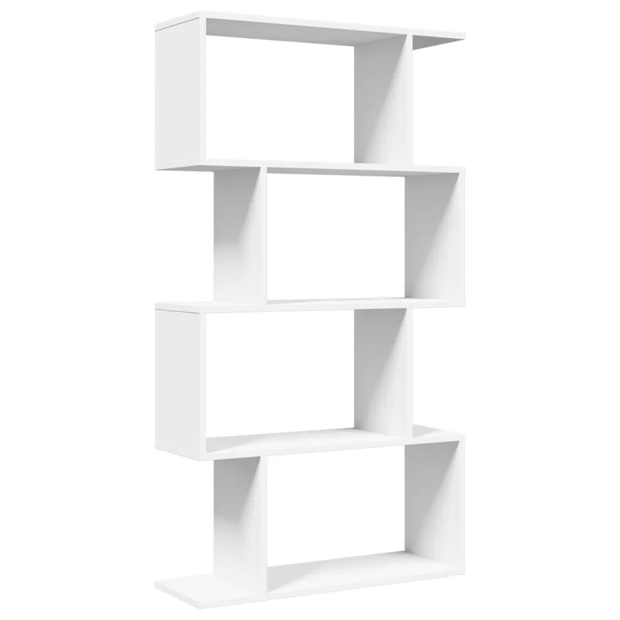 Bibliothèque séparateur de pièce à 4 niveaux Blanc 70 x 24 x 129 cm Bois d'ingénierie - 2